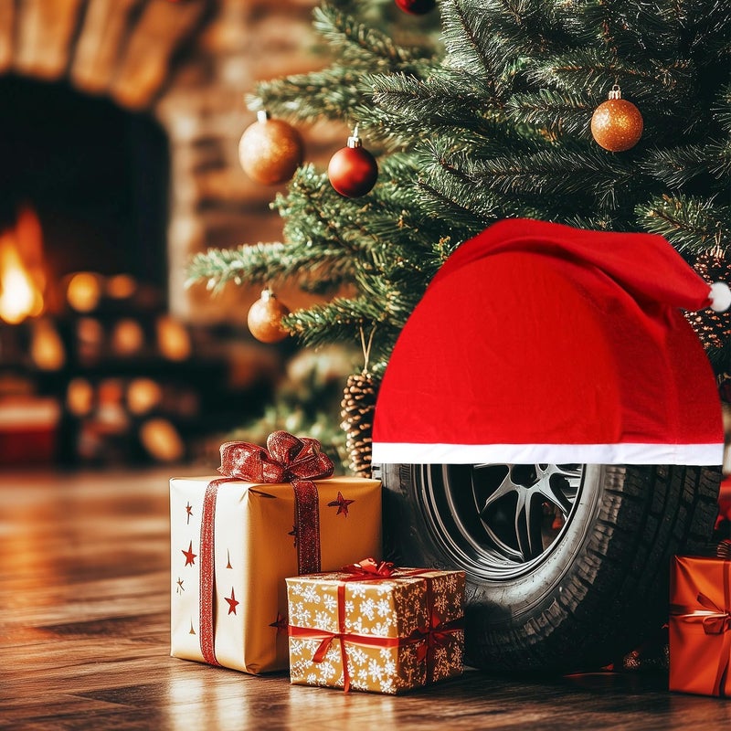 AmFor Christmas Spare Tire Hat - Santa Claus Hat Wheel Covers for RVs, Trailers, Cars - Christmas Tire Cove Car Tire Decoration Fits 27-29 Inch Wheels Diameter - Image 5